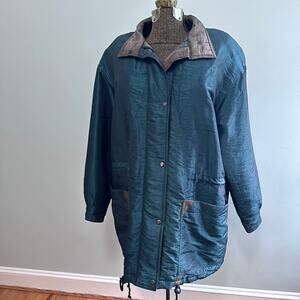 Vintage 80s metallic green puffer winter jacket size M